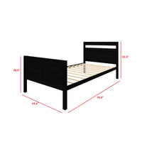 Home Design Exeter Twin Over Twin Solid Wood Bunk Bed Frame with Guardrails and Ladder, Easy Assembly