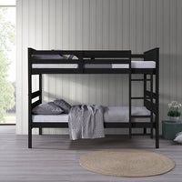Exeter Twin Over Twin Solid Wood Bunk Bed Frame with Guardrails and Ladder