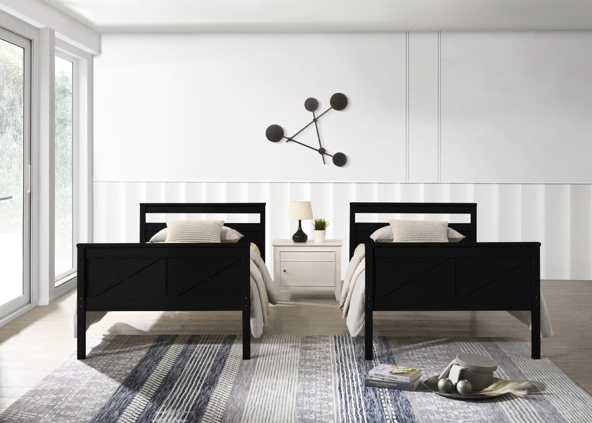 Exeter Twin Over Twin Solid Wood Bunk Bed Frame with Guardrails and Ladder