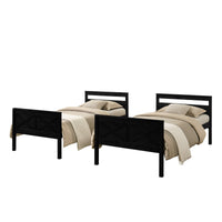 Exeter Twin Over Twin Solid Wood Bunk Bed Frame with Guardrails and Ladder