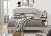 Home Design Natty Upholstered Panel Bed Frame, Gray