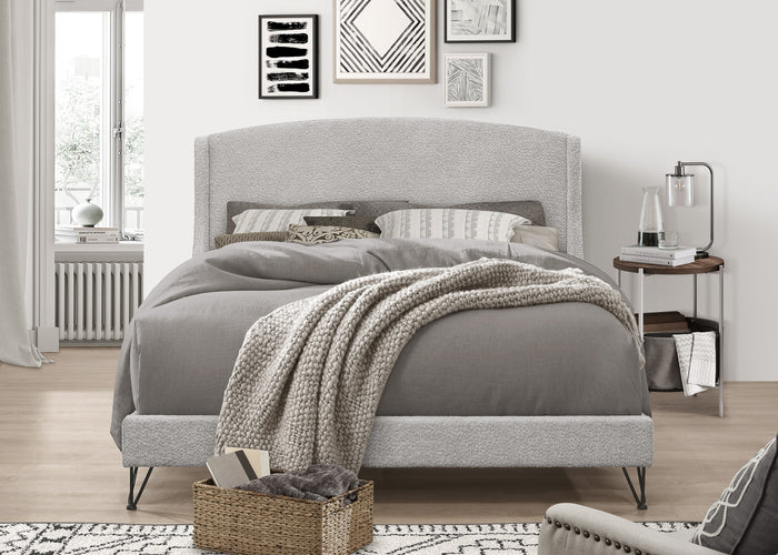 Home Design Natty Upholstered Panel Bed Frame, Gray