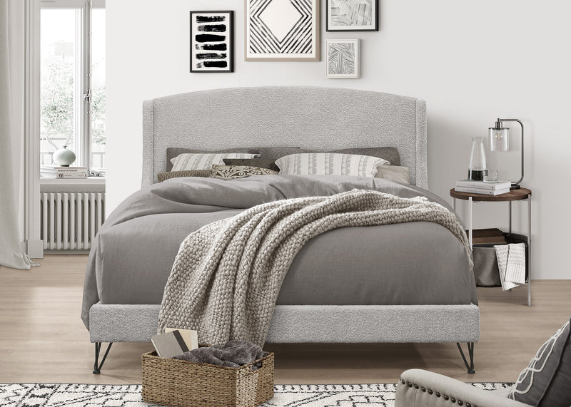 Home Design Natty Upholstered Panel Bed Frame, Gray