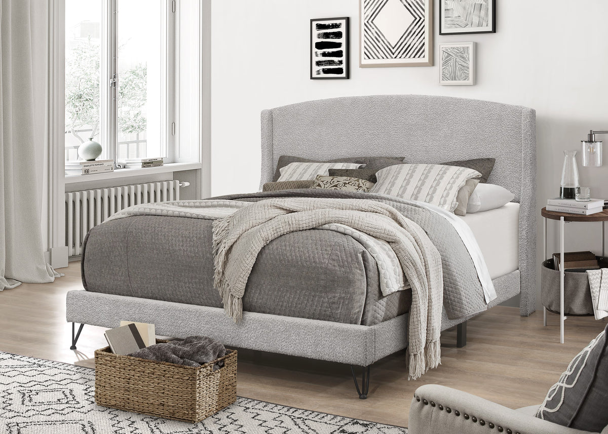 Home Design Natty Upholstered Panel Bed Frame, Gray