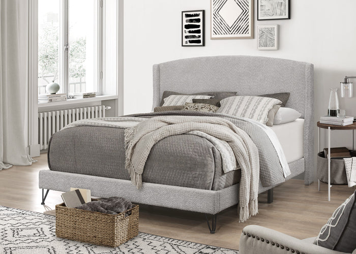 Home Design Natty Upholstered Panel Bed Frame, Gray