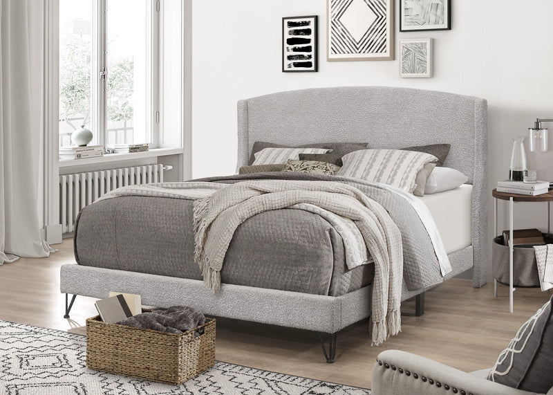 Home Design Natty Upholstered Panel Bed Frame, Gray