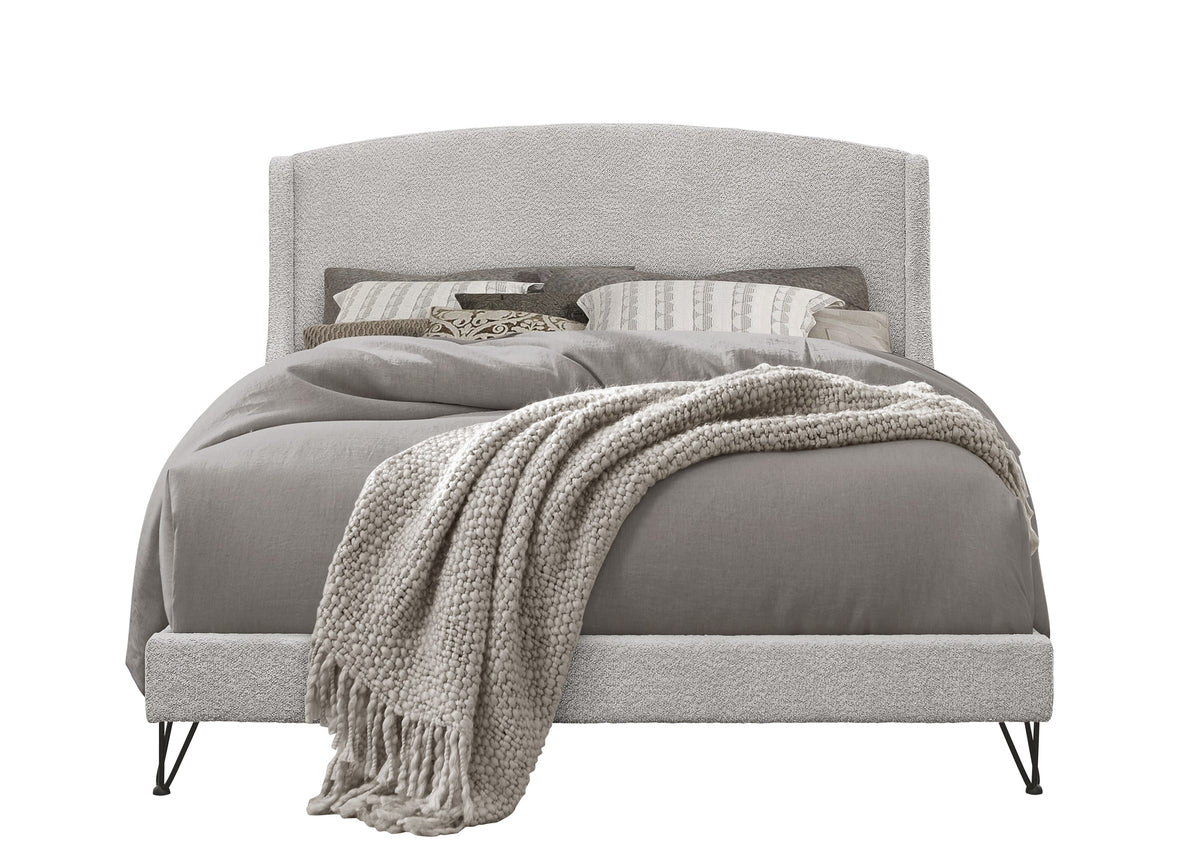 Home Design Natty Upholstered Panel Bed Frame, Gray