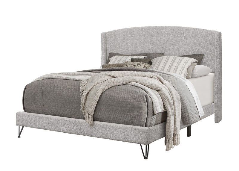 Home Design Natty Upholstered Panel Bed Frame, Gray