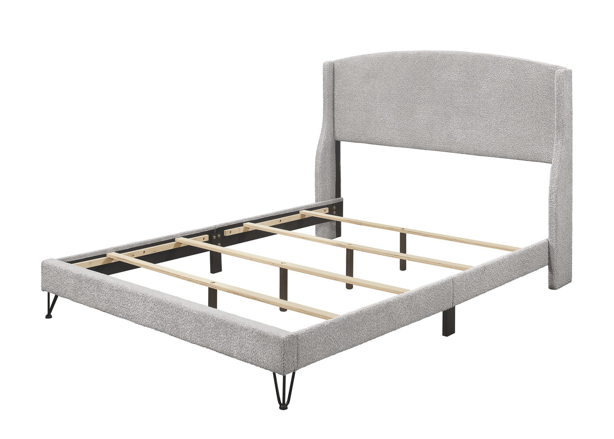 Home Design Natty Upholstered Panel Bed Frame, Gray