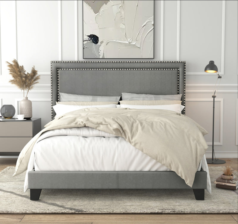 Home Design Ocala Upholstered Panel Bed Frame