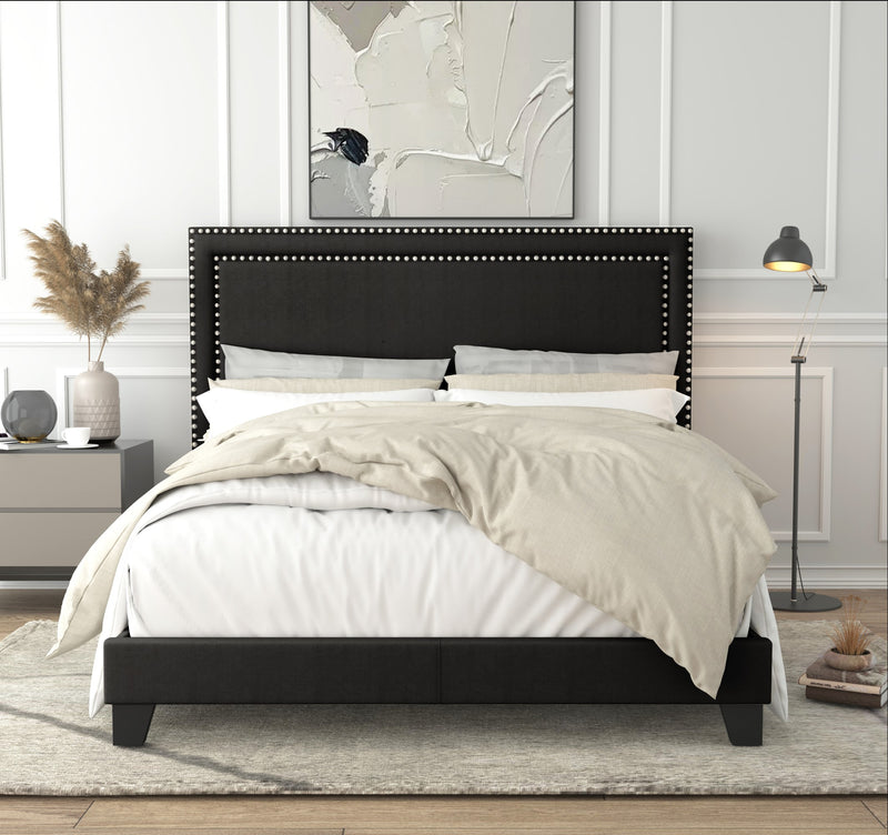 Home Design Ocala Upholstered Panel Bed Frame