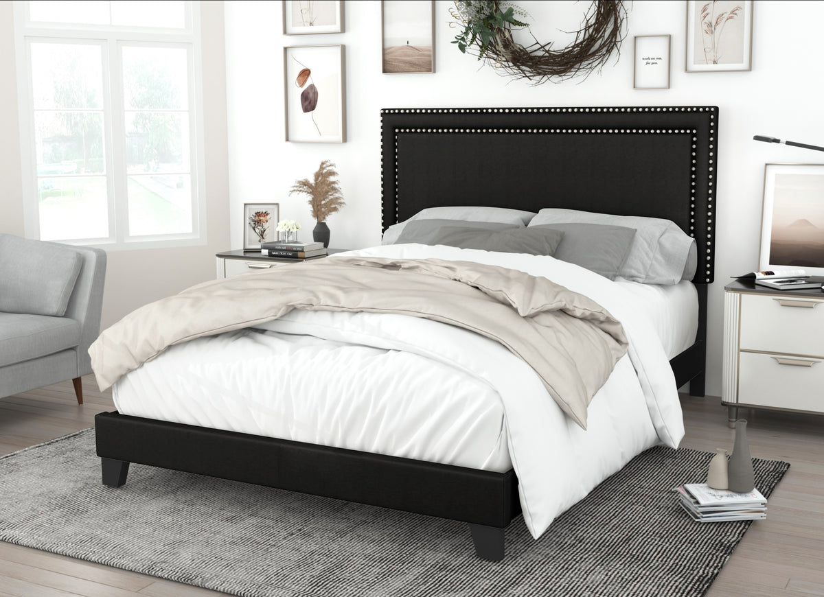 Home Design Ocala Upholstered Panel Bed Frame
