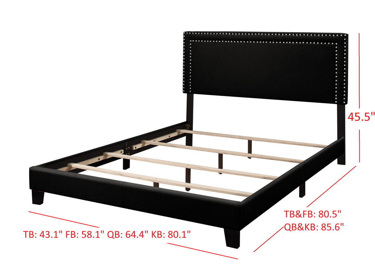 Home Design Ocala Upholstered Panel Bed Frame