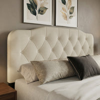 Home Design Albany Tufted Upholstered Headboard with Adjustable Height and Foam Padding, Beige, Easy Assembly