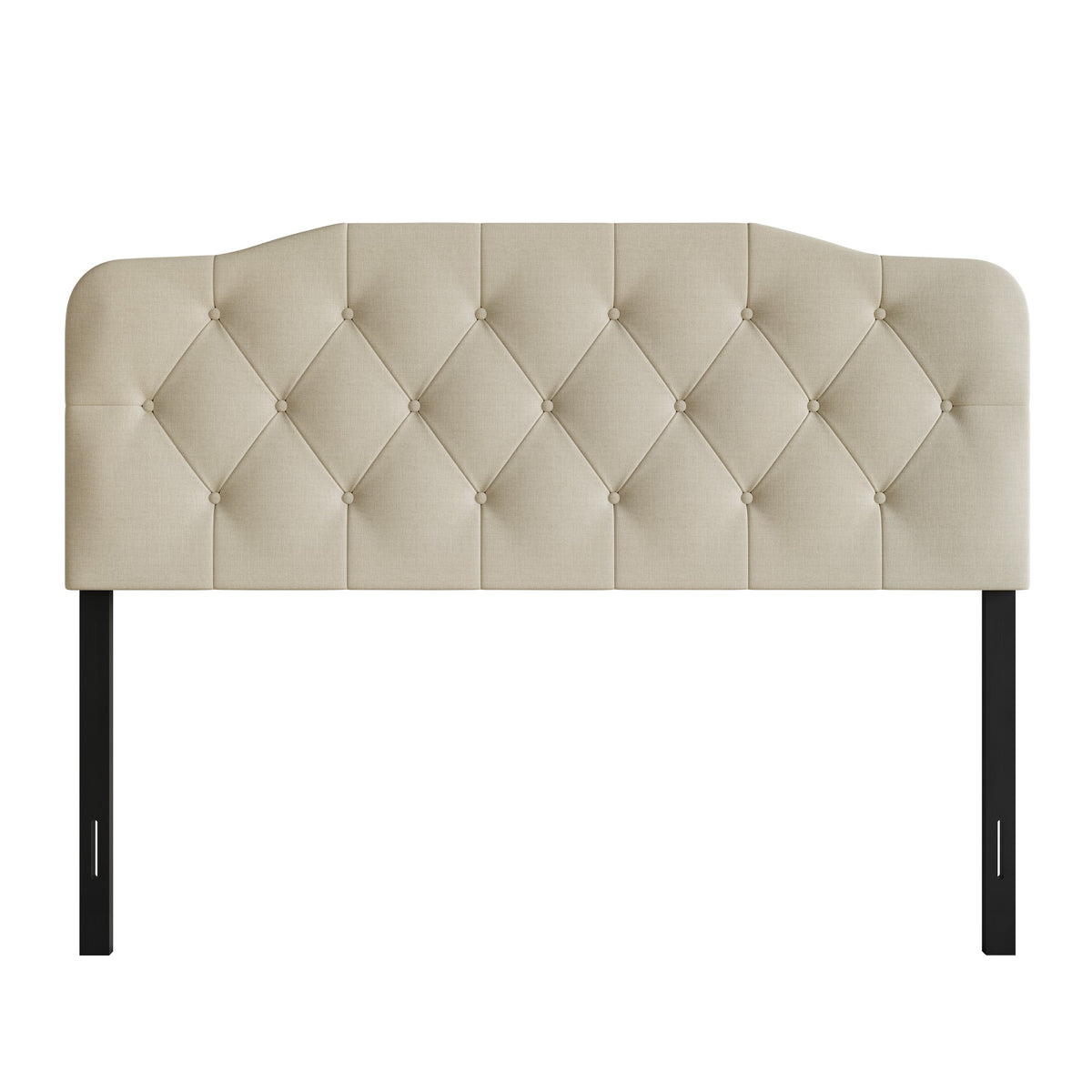 Home Design Albany Tufted Upholstered Headboard with Adjustable Height and Foam Padding, Beige, Easy Assembly