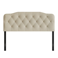 Home Design Albany Tufted Upholstered Headboard with Adjustable Height and Foam Padding, Beige, Easy Assembly