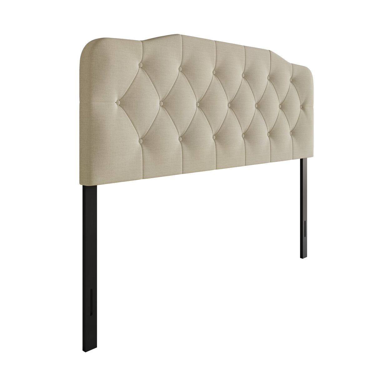 Home Design Albany Tufted Upholstered Headboard with Adjustable Height and Foam Padding, Beige, Easy Assembly