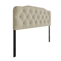 Home Design Albany Tufted Upholstered Headboard with Adjustable Height and Foam Padding, Beige, Easy Assembly