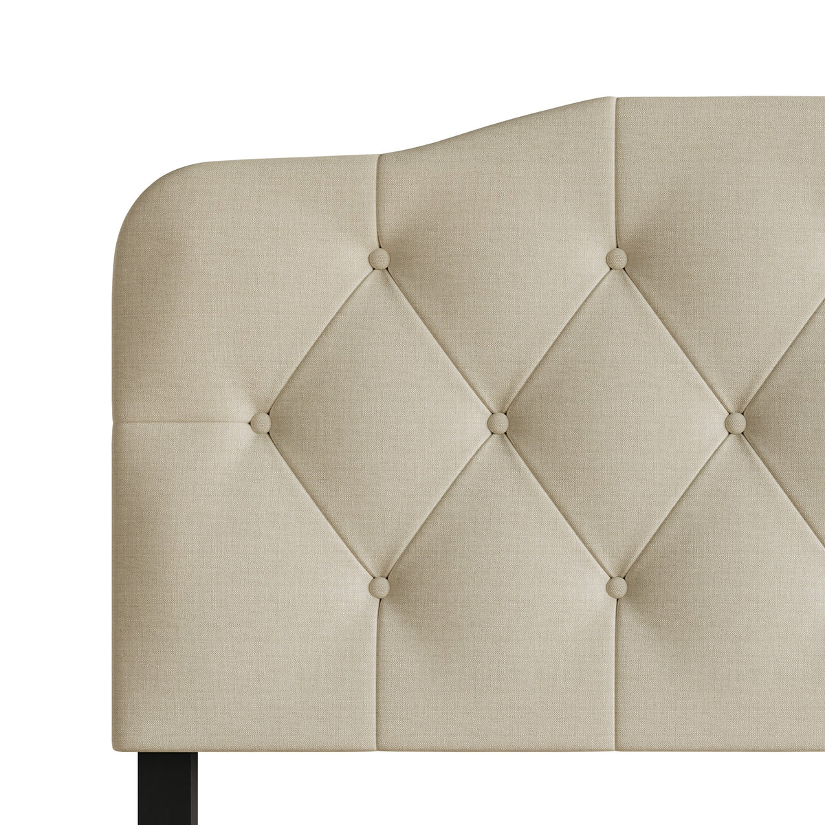 Home Design Albany Tufted Upholstered Headboard with Adjustable Height and Foam Padding, Beige, Easy Assembly