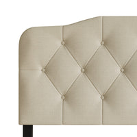 Home Design Albany Tufted Upholstered Headboard with Adjustable Height and Foam Padding, Beige, Easy Assembly