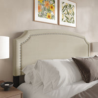 Bowie Upholstered Headboard with Adjustable Height and Nailhead Trim