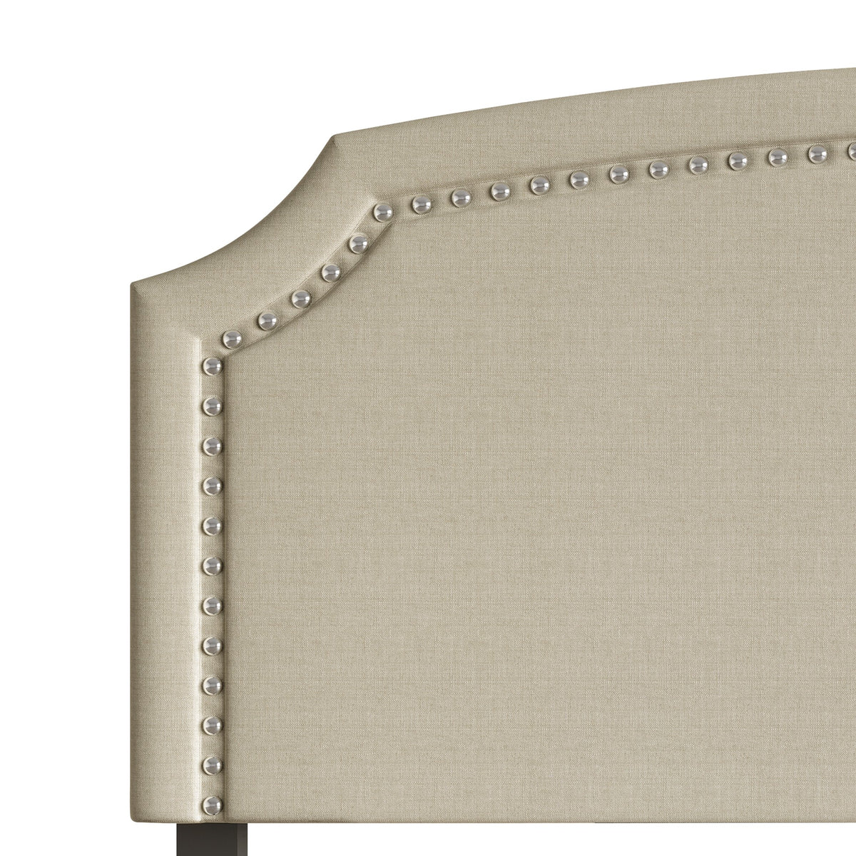 Home Design Bowie Upholstered Headboard with Adjustable Height and Nailhead Trim, Beige, Easy Assembly