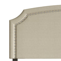 Home Design Bowie Upholstered Headboard with Adjustable Height and Nailhead Trim, Beige, Easy Assembly