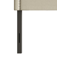 Home Design Bowie Upholstered Headboard with Adjustable Height and Nailhead Trim, Beige, Easy Assembly