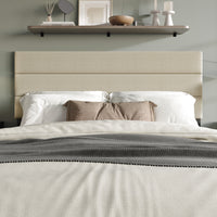 Home Design Corona Upholstered Headboard with Foam Padding, Horizontal Channel Tufting Design, Beige, Easy Assembly
