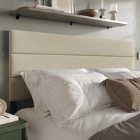 Home Design Corona Upholstered Headboard with Foam Padding, Horizontal Channel Tufting Design, Beige, Easy Assembly