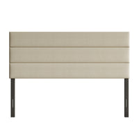 Home Design Corona Upholstered Headboard with Foam Padding, Horizontal Channel Tufting Design, Beige, Easy Assembly