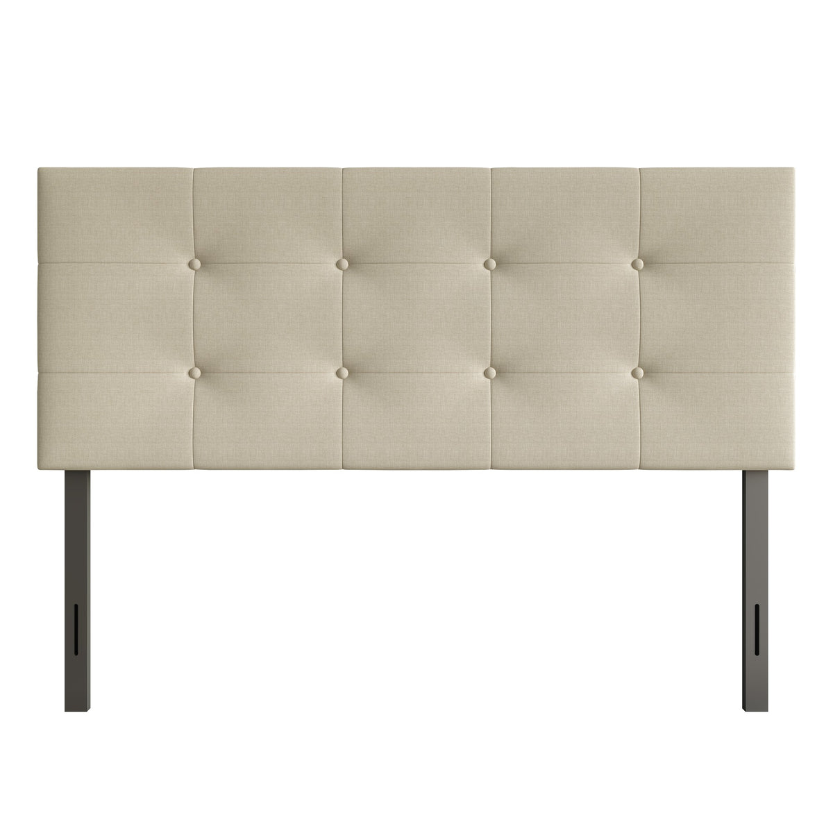 Home Design Dillon Tufted Upholstered Headboard with Foam Padding and Adjustable Height, Beige, Easy Assembly