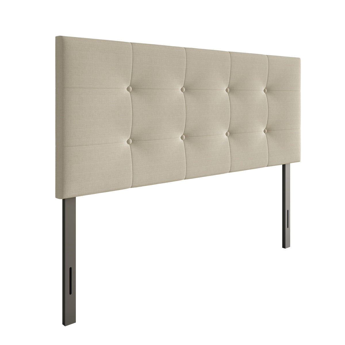 Home Design Dillon Tufted Upholstered Headboard with Foam Padding and Adjustable Height, Beige, Easy Assembly