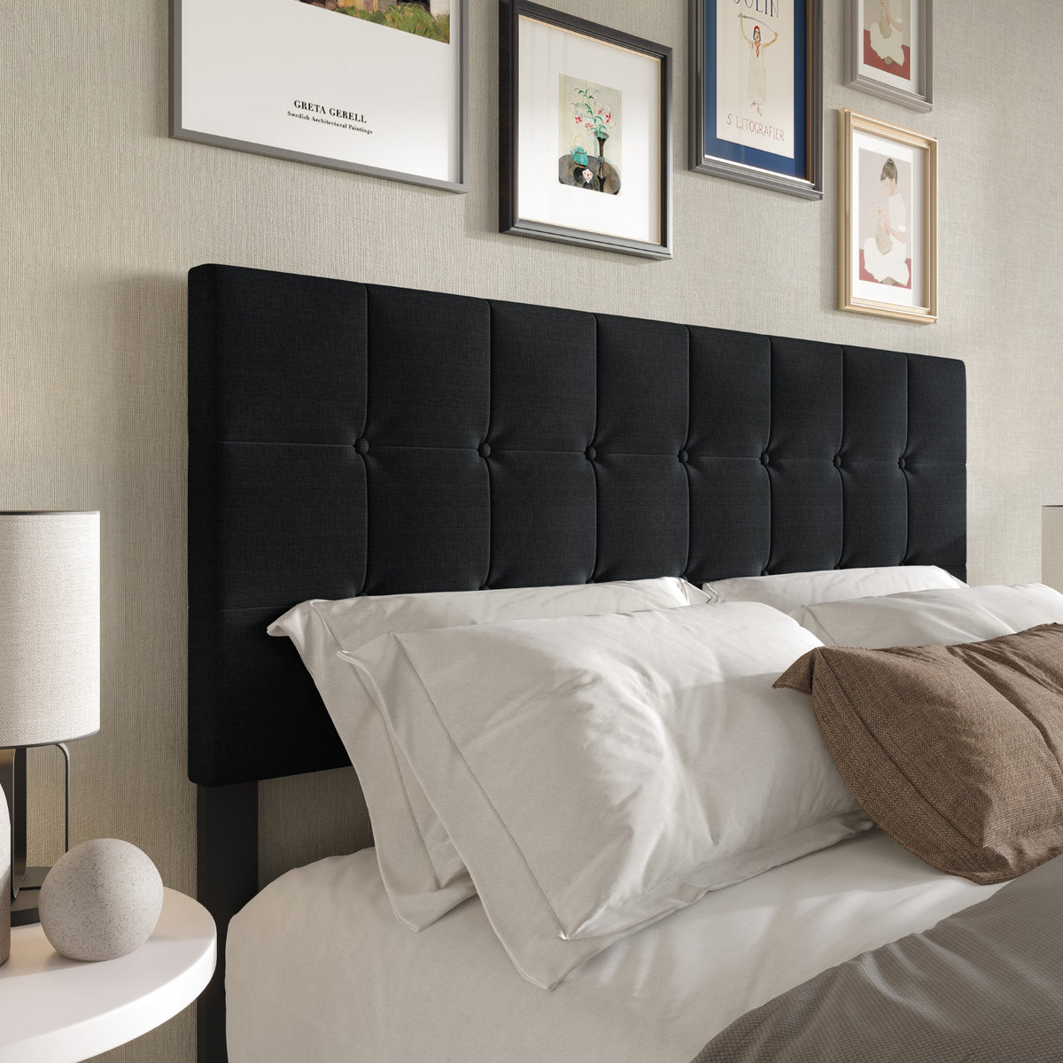 Home Design Ecorse Tufted Upholstered Headboard