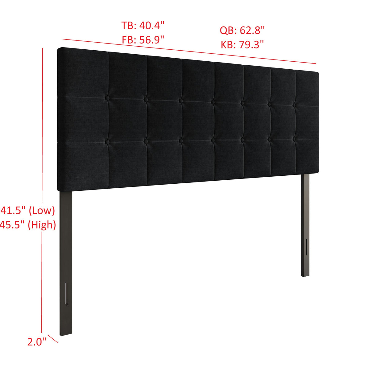 Ecorse Tufted Upholstered Headboard with Button Tufting and Foam Padding