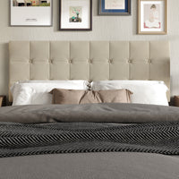 Home Design Ecorse Tufted Upholstered Headboard with Button Tufting and Foam Padding, Beige, Easy Assembly
