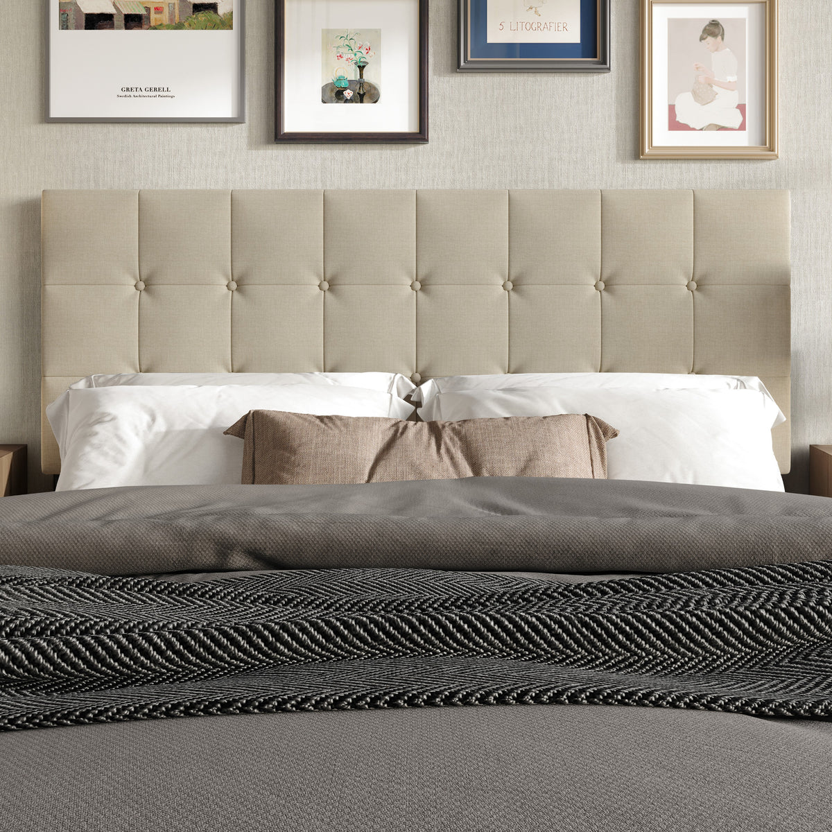 Ecorse Tufted Upholstered Headboard with Button Tufting and Foam Padding