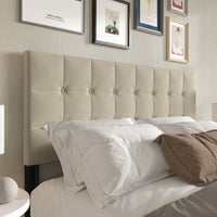 Home Design Ecorse Tufted Upholstered Headboard with Button Tufting and Foam Padding, Beige, Easy Assembly