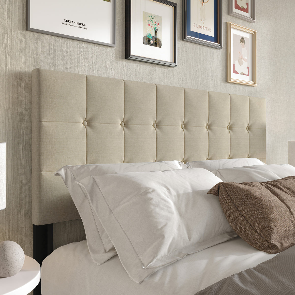 Ecorse Tufted Upholstered Headboard with Button Tufting and Foam Padding