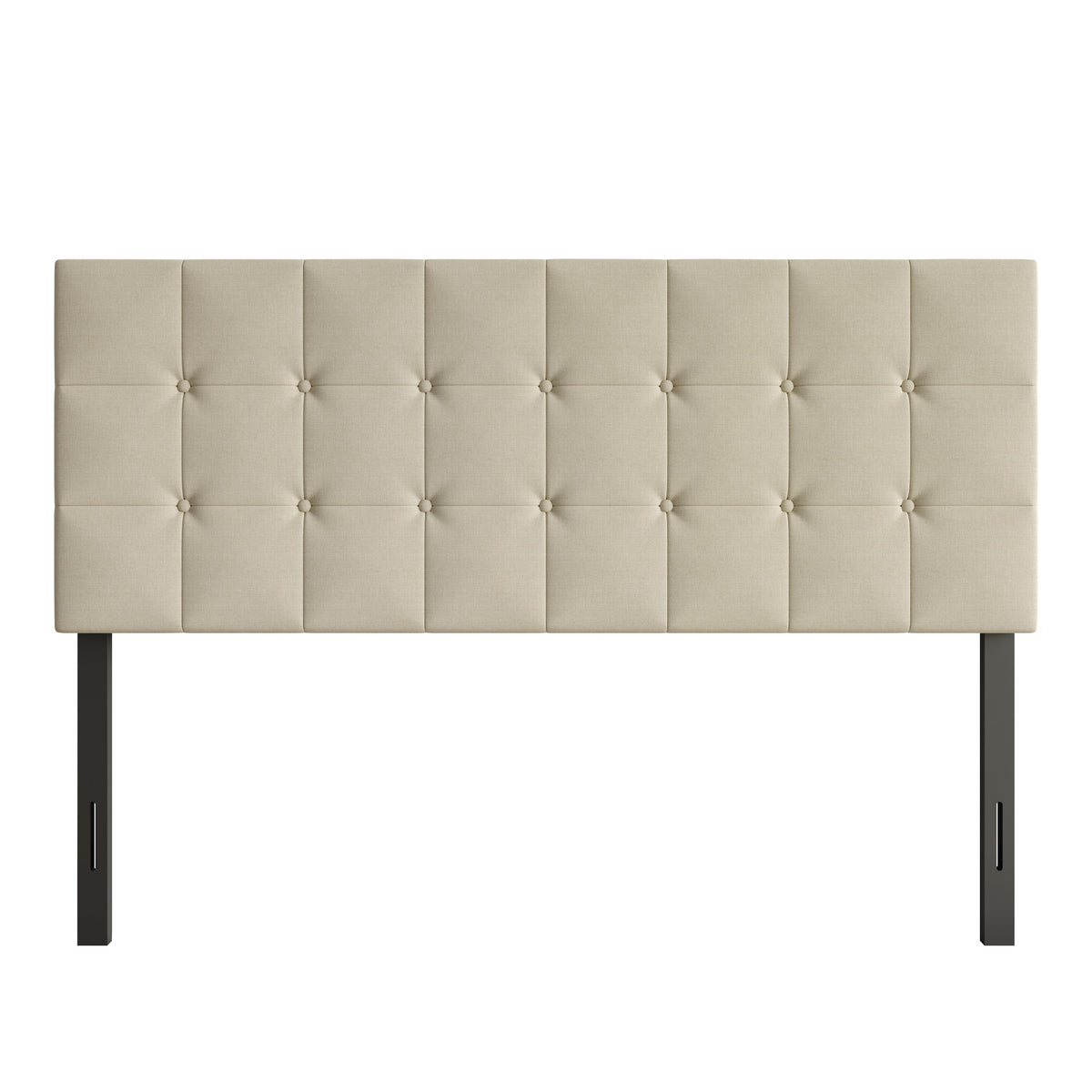 Home Design Ecorse Tufted Upholstered Headboard with Button Tufting and Foam Padding, Beige, Easy Assembly