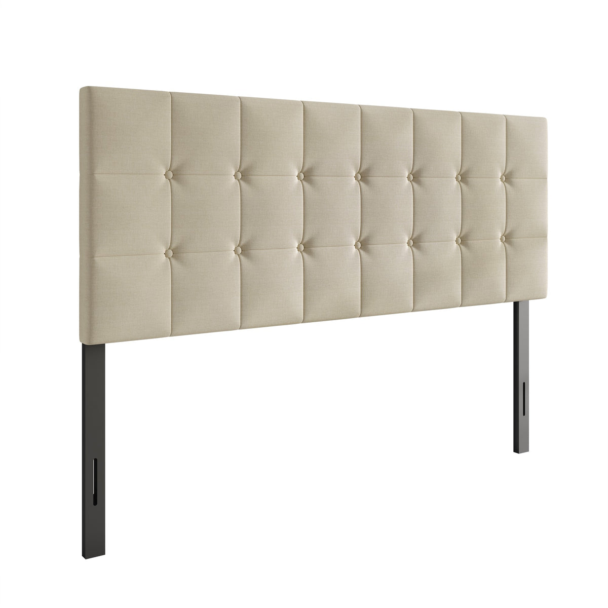 Home Design Ecorse Tufted Upholstered Headboard with Button Tufting and Foam Padding, Beige, Easy Assembly