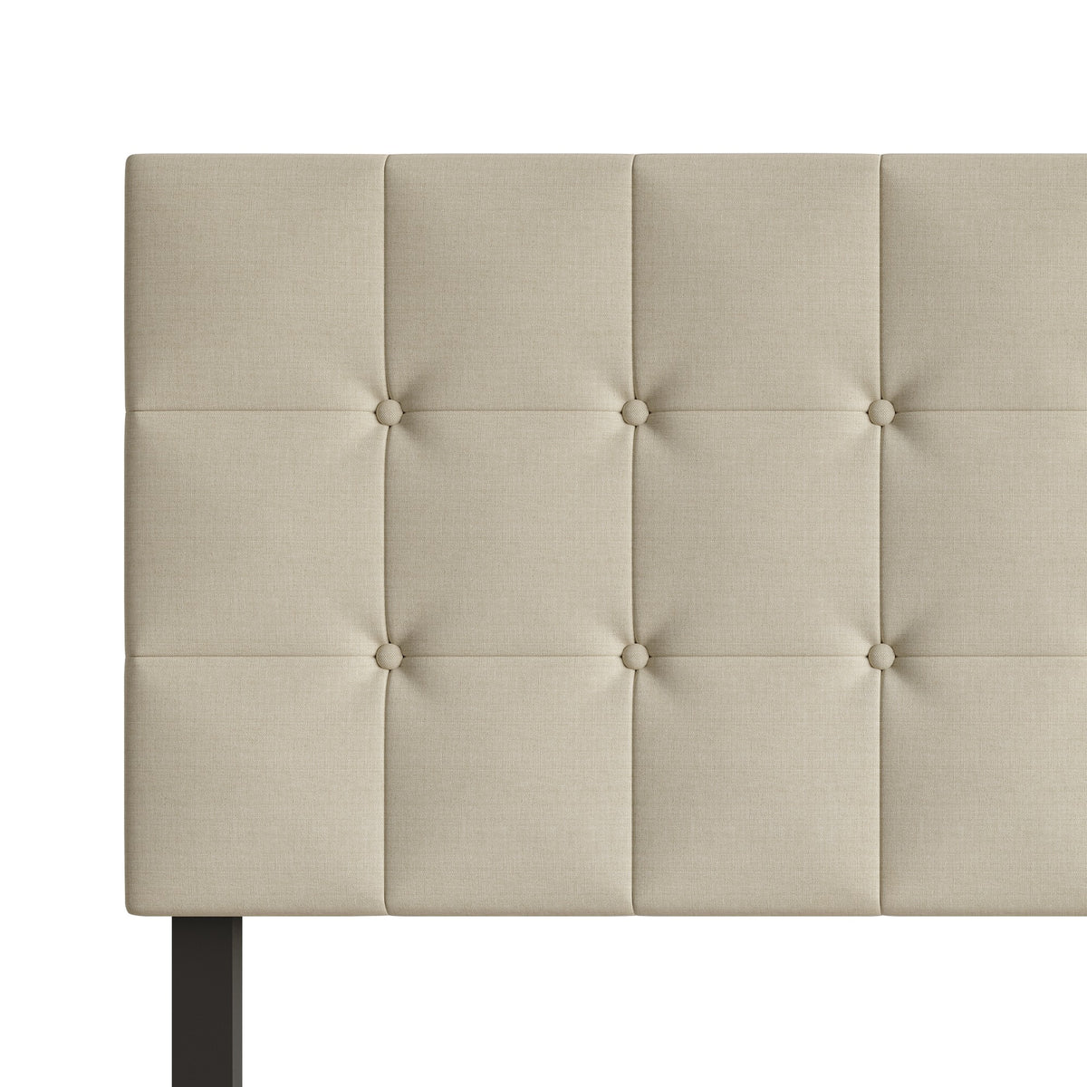 Home Design Ecorse Tufted Upholstered Headboard with Button Tufting and Foam Padding, Beige, Easy Assembly