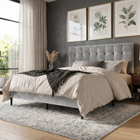 Marion Tufted Upholstered Platform Bed Frame with Tufted Headboard and Plush Padding