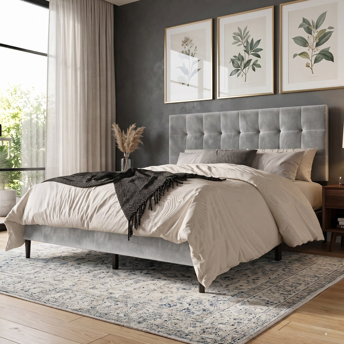 Marion Tufted Upholstered Platform Bed Frame with Tufted Headboard and Plush Padding