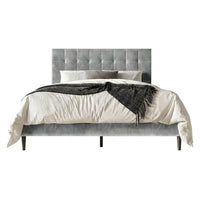 Marion Tufted Upholstered Platform Bed Frame with Tufted Headboard and Plush Padding
