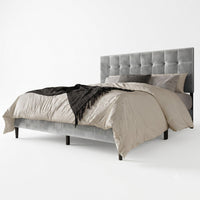 Marion Tufted Upholstered Platform Bed Frame with Tufted Headboard and Plush Padding