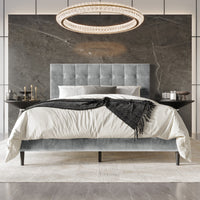 Home Design Marion Tufted Upholstered Platform Bed Frame