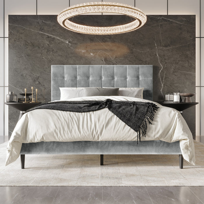 Home Design Marion Tufted Upholstered Platform Bed Frame