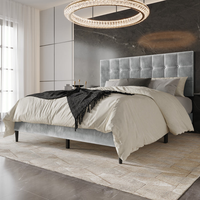 Home Design Marion Tufted Upholstered Platform Bed Frame