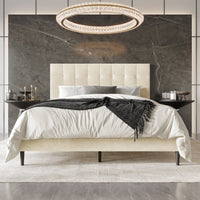 Home Design Marion Tufted Upholstered Platform Bed Frame